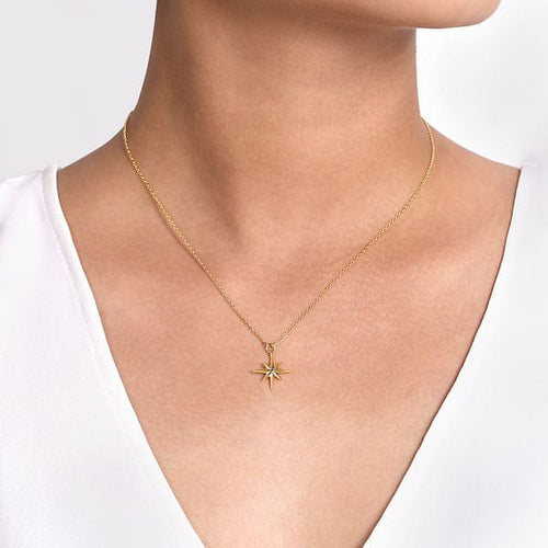 14K Yellow Gold Star Pendant Necklace - NK6524Y4JJJ-Gabriel & Co.-Renee Taylor Gallery