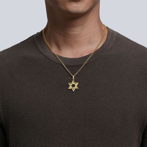 14K Yellow Gold Star of David Pendant - PTM6537Y4JJJ-Gabriel & Co.-Renee Taylor Gallery