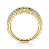 14K Yellow Gold Three Row Diamond Ring - LR52002Y45JJ-Gabriel & Co.-Renee Taylor Gallery