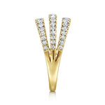 14K Yellow Gold Three Row Diamond Ring - LR52002Y45JJ-Gabriel & Co.-Renee Taylor Gallery