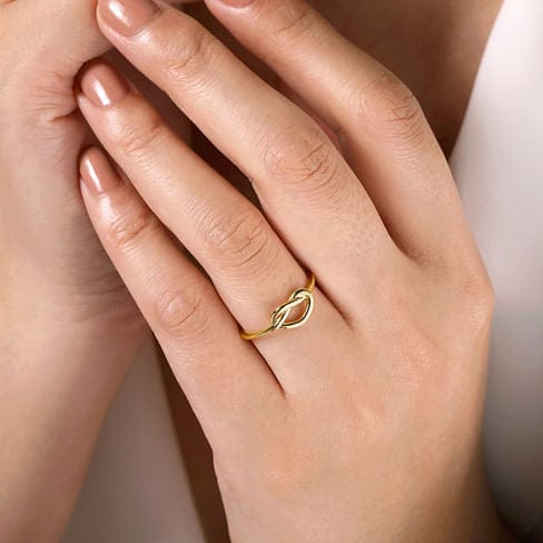 14K Yellow Gold Twisted Heart Pretzel Ring - LR51803Y4JJJ-Gabriel & Co.-Renee Taylor Gallery