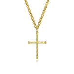 14K Yellow Gold Twisted Rope Cross Pendant - PCM6541Y4JJJ-Gabriel & Co.-Renee Taylor Gallery