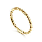 14K Yellow Gold Twisted Rope Stackable Ring - LR51173Y4JJJ-Gabriel & Co.-Renee Taylor Gallery