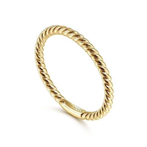 14K Yellow Gold Twisted Rope Stackable Ring - LR51173Y4JJJ-Gabriel & Co.-Renee Taylor Gallery