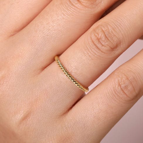 14K Yellow Gold Twisted Rope Stackable Ring - LR51173Y4JJJ-Gabriel & Co.-Renee Taylor Gallery