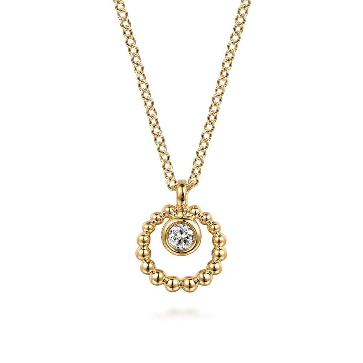 14K Yellow Gold White Sapphire Pendant Necklace – NK7660Y4JWS-Gabriel & Co.-Renee Taylor Gallery