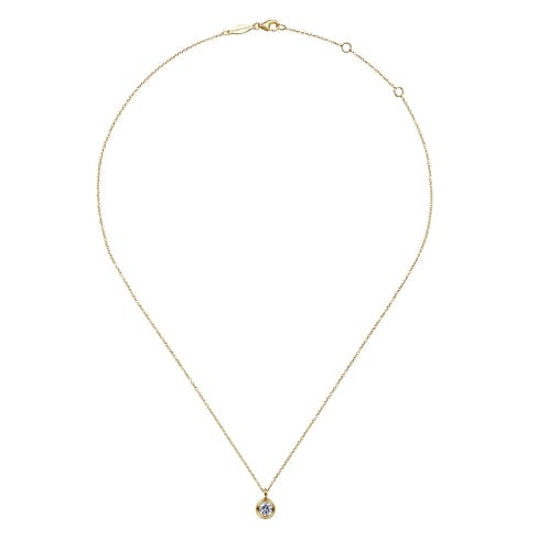 14K Yellow Gold Round White Sapphire Pendant Necklace - NK6472Y4JWS-Gabriel & Co.-Renee Taylor Gallery