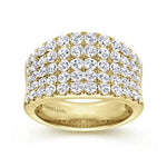 14K Yellow Gold Wide Band Pavé Diamond Ring - LR6365Y44JJ-Gabriel & Co.-Renee Taylor Gallery