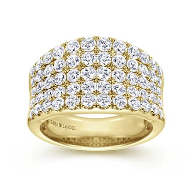 14K Yellow Gold Wide Band Pavé Diamond Ring - LR6365Y44JJ-Gabriel & Co.-Renee Taylor Gallery
