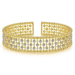 14K Yellow Gold Wide Diamond Cage Cuff Bracelet - BG4284-6Y45JJ-Gabriel & Co.-Renee Taylor Gallery