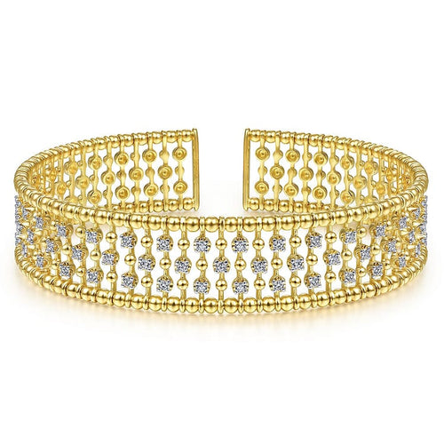14K Yellow Gold Wide Diamond Cage Cuff Bracelet - BG4284-6Y45JJ-Gabriel & Co.-Renee Taylor Gallery