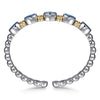 14K Yellow Gold and 925 Sterling Silver Bujukan Blue Topaz Open Bangle Bracelet - BG5100-62MZJBT-Gabriel & Co.-Renee Taylor Gallery
