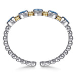 14K Yellow Gold and 925 Sterling Silver Bujukan Blue Topaz Open Bangle Bracelet - BG5100-62MZJBT-Gabriel & Co.-Renee Taylor Gallery