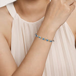 14K Yellow Gold and 925 Sterling Silver Bujukan Blue Topaz Open Bangle Bracelet - BG5100-62MZJBT-Gabriel & Co.-Renee Taylor Gallery