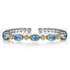 14K Yellow Gold and 925 Sterling Silver Bujukan Blue Topaz Open Bangle Bracelet - BG5102-62MZJBT-Gabriel & Co.-Renee Taylor Gallery