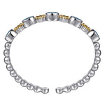 14K Yellow Gold and 925 Sterling Silver Bujukan Blue Topaz Open Bangle Bracelet - BG5102-62MZJBT-Gabriel & Co.-Renee Taylor Gallery