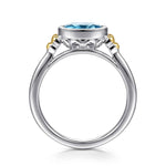 14K Yellow Gold and 925 Sterling Silver Bujukan Blue Topaz Solo Ring Color Collection (Sterling Silver and 14K Gold) - LR53055MZJBT-Gabriel & Co.-Renee Taylor Gallery