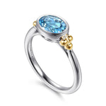 14K Yellow Gold and 925 Sterling Silver Bujukan Blue Topaz Solo Ring Color Collection (Sterling Silver and 14K Gold) - LR53055MZJBT-Gabriel & Co.-Renee Taylor Gallery