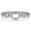 14K Yellow Gold and 925 Sterling Silver Bujukan Open Bangle Bracelet - BG5104-62MZJJJ-Gabriel & Co.-Renee Taylor Gallery