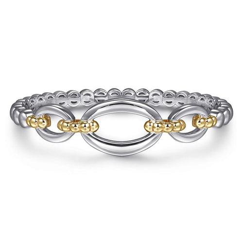 14K Yellow Gold and 925 Sterling Silver Bujukan Open Bangle Bracelet - BG5104-62MZJJJ-Gabriel & Co.-Renee Taylor Gallery