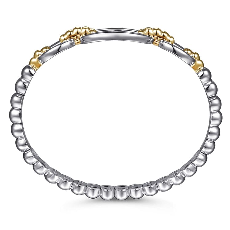 14K Yellow Gold and 925 Sterling Silver Bujukan Open Bangle Bracelet - BG5104-62MZJJJ-Gabriel & Co.-Renee Taylor Gallery