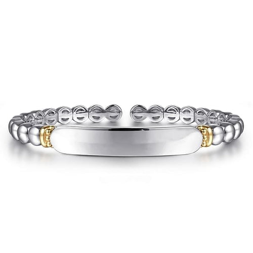 14K Yellow Gold and 925 Sterling Silver Bujukan Personalize Open Bangle Bracelet - BG5105-62MZJJJ-Gabriel & Co.-Renee Taylor Gallery