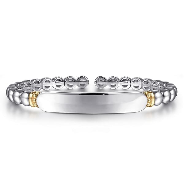 14K Yellow Gold and 925 Sterling Silver Bujukan Personalize Open Bangle Bracelet - BG5105-62MZJJJ-Gabriel & Co.-Renee Taylor Gallery
