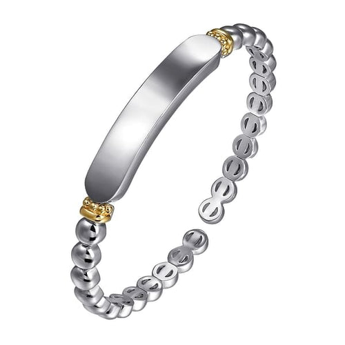 14K Yellow Gold and 925 Sterling Silver Bujukan Personalize Open Bangle Bracelet - BG5105-62MZJJJ-Gabriel & Co.-Renee Taylor Gallery