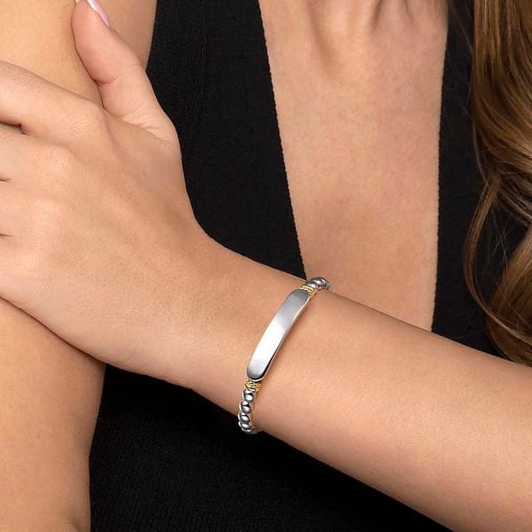 14K Yellow Gold and 925 Sterling Silver Bujukan Personalize Open Bangle Bracelet - BG5105-62MZJJJ-Gabriel & Co.-Renee Taylor Gallery