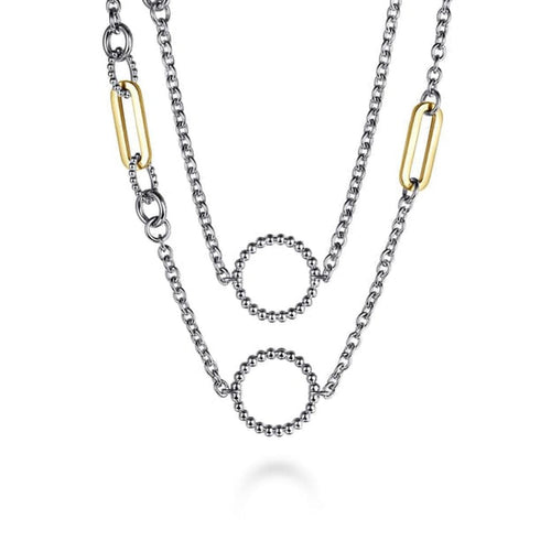 14K Yellow Gold and 925 Sterling Silver Bujukan Transformable Layered Necklace - NK7716-60MZJJJ-Gabriel & Co.-Renee Taylor Gallery