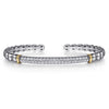 14K Yellow Gold and 925 Sterling Silver Bujukan White Sapphire Open Bangle Bracelet - BG5099-62MZJWS-Gabriel & Co.-Renee Taylor Gallery