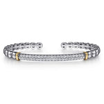 14K Yellow Gold and 925 Sterling Silver Bujukan White Sapphire Open Bangle Bracelet - BG5099-62MZJWS-Gabriel & Co.-Renee Taylor Gallery