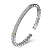 14K Yellow Gold and 925 Sterling Silver Bujukan White Sapphire Open Bangle Bracelet - BG5099-62MZJWS-Gabriel & Co.-Renee Taylor Gallery