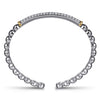 14K Yellow Gold and 925 Sterling Silver Bujukan White Sapphire Open Bangle Bracelet - BG5099-62MZJWS-Gabriel & Co.-Renee Taylor Gallery