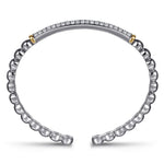 14K Yellow Gold and 925 Sterling Silver Bujukan White Sapphire Open Bangle Bracelet - BG5099-62MZJWS-Gabriel & Co.-Renee Taylor Gallery