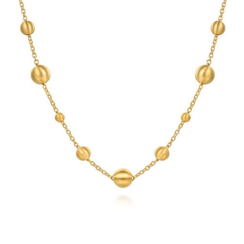 14K Yellow Plain Gold Bujukan Ball Station Necklace - NK7980Y4JJ-Gabriel & Co.-Renee Taylor Gallery