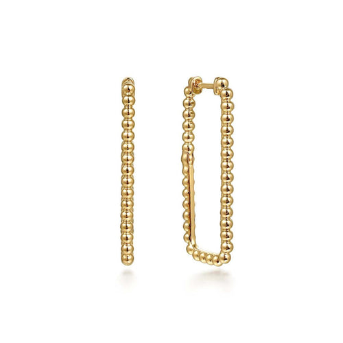 14K Yellow Plain Gold Bujukan Beads 30mm Rectangle Hoop Earrings Bujukan Collection - EG15321Y4JJJ-Gabriel & Co.-Renee Taylor Gallery