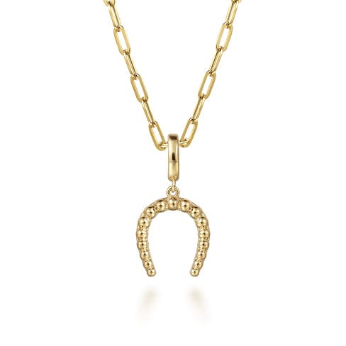 14K Yellow Plain Gold Bujukan Horseshoe Charm Pendant - PT7554Y4JJJ-Gabriel & Co.-Renee Taylor Gallery