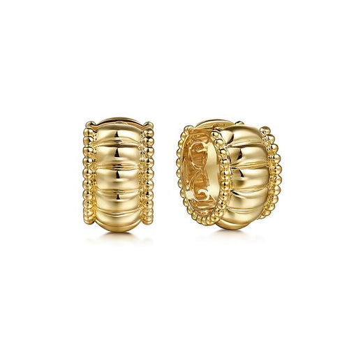 14K Yellow Plain Gold Bujukan Huggie Earrings - EG15320Y4JJJ-Gabriel & Co.-Renee Taylor Gallery