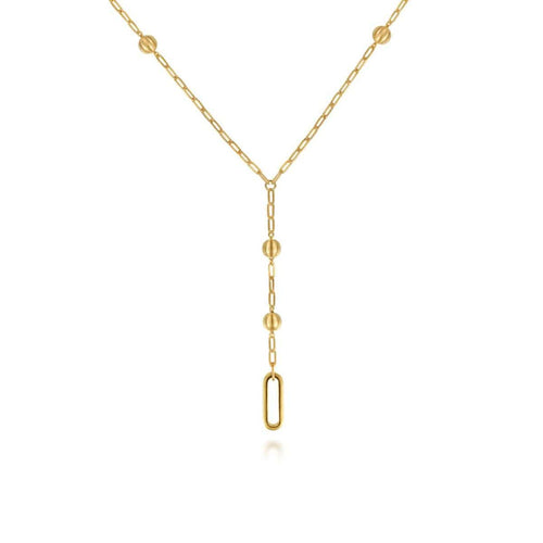 14K Yellow Plain Gold Bujukan Link Chain Y Necklace - NK7998Y4JJ-Gabriel & Co.-Renee Taylor Gallery