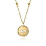 14K Yellow Gold Plain Gold Bujukan Love Medallion Necklace - NK7639Y4JJJ-Gabriel & Co.-Renee Taylor Gallery