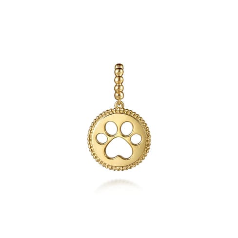 14K Yellow Plain Gold Bujukan Paw Print Medallin Pendant - PT7557Y4JJJ-Gabriel & Co.-Renee Taylor Gallery