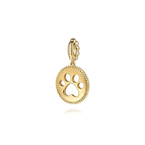 14K Yellow Plain Gold Bujukan Paw Print Medallin Pendant - PT7557Y4JJJ-Gabriel & Co.-Renee Taylor Gallery
