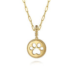 14K Yellow Plain Gold Bujukan Paw Print Medallin Pendant - PT7557Y4JJJ-Gabriel & Co.-Renee Taylor Gallery