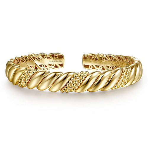 14K Yellow Plain Gold Bujukan Split Bangle Bracelet - BG5127-62Y4JJJ-Gabriel & Co.-Renee Taylor Gallery
