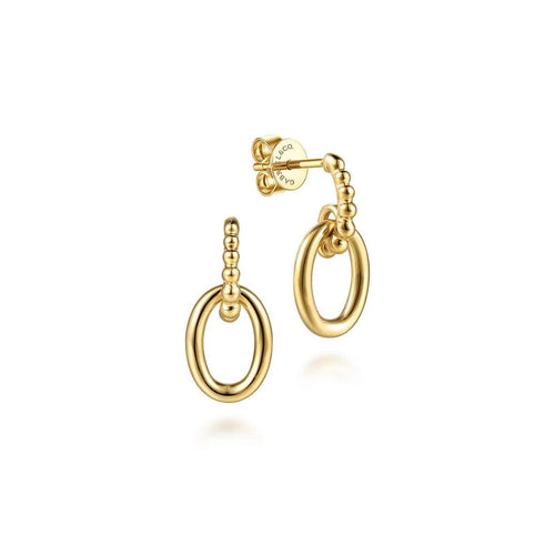 14K Yellow Plain Gold Bujukan Stud Drop Earrings - EG15632Y4JJJ-Gabriel & Co.-Renee Taylor Gallery