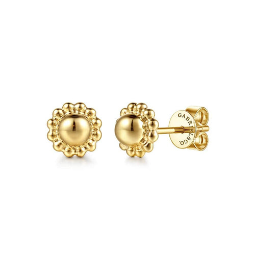 14K Yellow Plain Gold Bujukan Stud Earrings - EG15623Y4JJJ-Gabriel & Co.-Renee Taylor Gallery