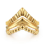 14K Yellow Plain Gold Bujukan and Diamond Cut Texture Chevron Ring - LR52923Y4JJJ-Gabriel & Co.-Renee Taylor Gallery