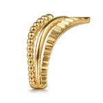 14K Yellow Plain Gold Bujukan and Diamond Cut Texture Chevron Ring - LR52923Y4JJJ-Gabriel & Co.-Renee Taylor Gallery