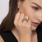 14K Yellow Plain Gold Bujukan and Diamond Cut Texture Chevron Ring - LR52923Y4JJJ-Gabriel & Co.-Renee Taylor Gallery